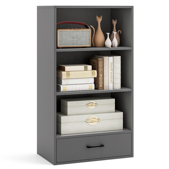 Costway 4-Tier Bookcase 48'' Display Bookshelf Storage Organizer with Shelves & Drawer Grey/White/Natural, Color: Grey, Model: SJA3665GRA | Michaels Costway 4-Tier Bookcase 48'' Display Bookshelf Storage Organizer with Shelves & Drawer Grey/White/Natural, Color: Grey, Model: SJA3665GRA | Michaels